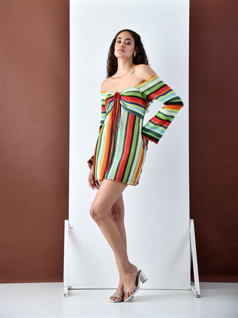 GIA Off-Shoulder Striped Knit Dress – Kelin