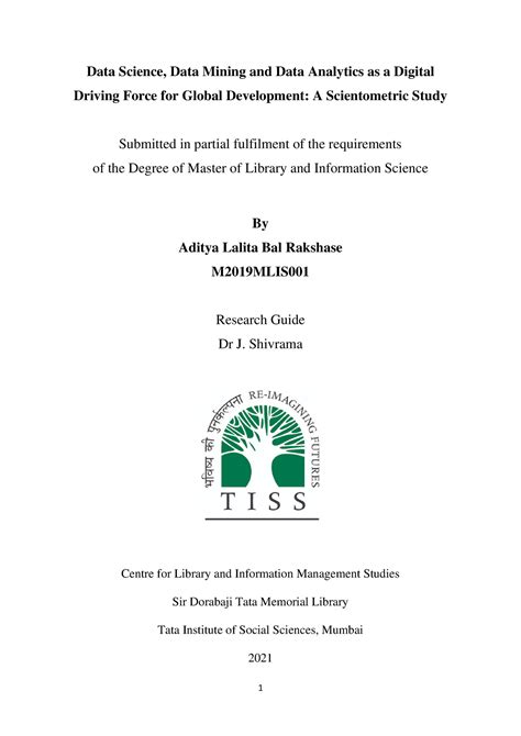 Disseration Aditya M2019 MLIS001 final.1 - Data Science, Data Mining ...