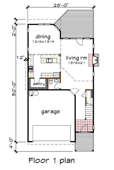 House Plan 75594 - Narrow Lot Style with 1917 Sq Ft, 3 Bed, 2 Bat ...