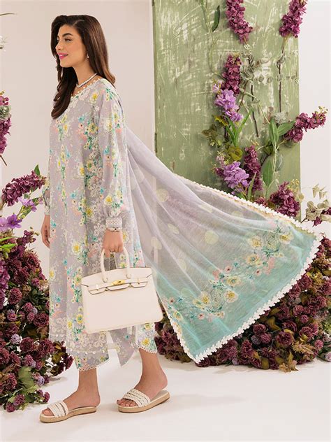 Faiza Faisal Lily: Lavender Printed Pakistani Lawn Suit for Everyday ...