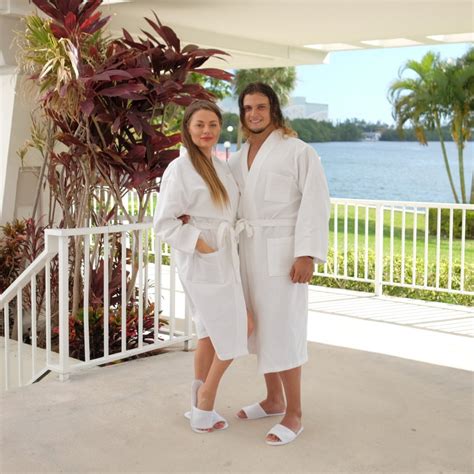 Cotton waffle long his and hers matching bathrobes set - Bridesmaid's World