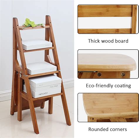 UQ Yellow Solid Wood Folding Ladder Chair, Portable India | Ubuy