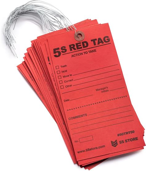 50 Double-Sided 5S Red Tags w12 Wire, Cardstock, 5S India | Ubuy