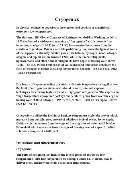 Cryogenics - Ifah - Cryogenics In physical science, cryogenics is the ...