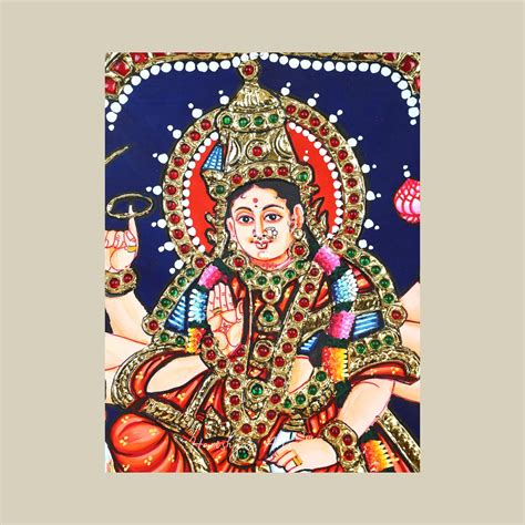 15" Sherawali Maa Durga Tanjore Painting for Puja Room in a Traditiona