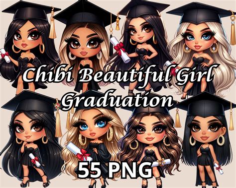 Chibi Beautiful Girl Graduation, 55 PNG, Graduation Png, Diploma ...
