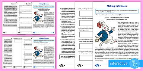 Alice's Adventures in Wonderland Inference Worksheet