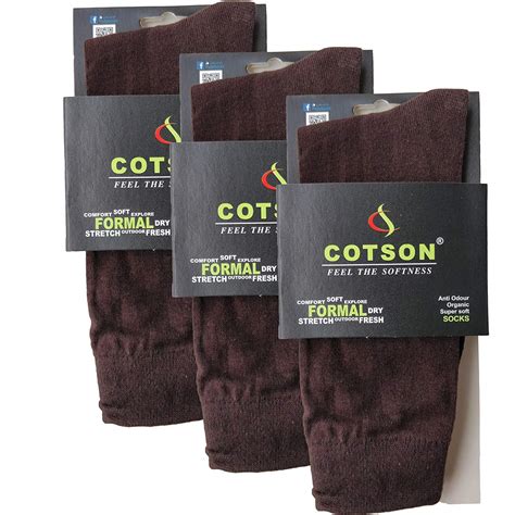Buy Cotson Men's Calf Length Cotton Socks (Pack of 3) (Shub-CTN-Brown ...