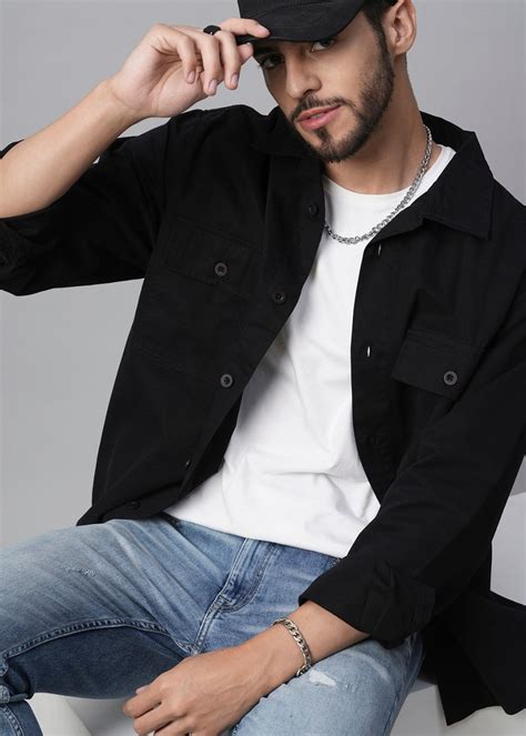Solid Mens Shacket | Black | Buy Now | Pronk – pronk.in