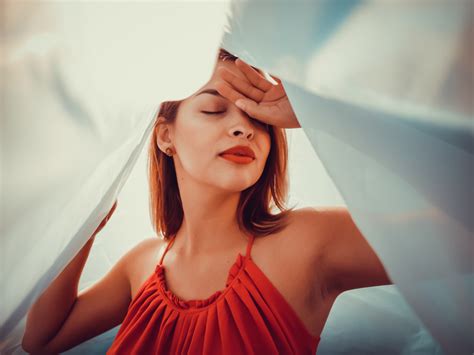 Download wallpaper girl, face, pose, hand, matter, fabric, closed eyes ...