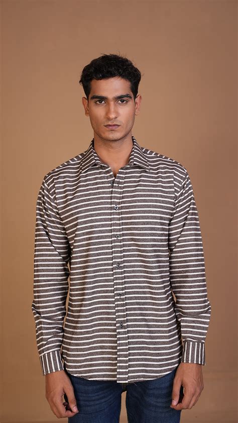 FLANNEL BROWN STRIPED SHIRT