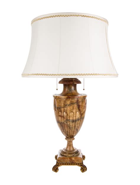 Lamp Vintage Alabaster Table Lamp - Brown Table Lamps, Lighting ...