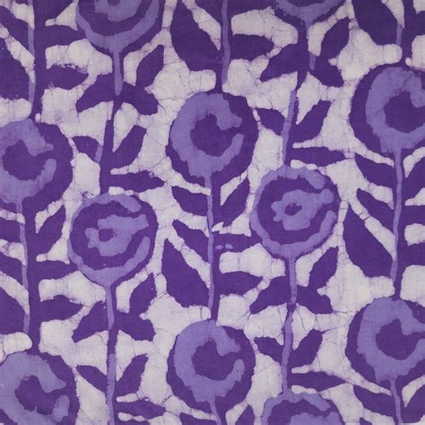 Pure Cotton Dabu Light Purple With Roses Hand Block Print Fabric ...