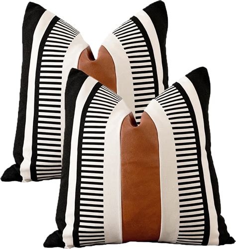 Amazon.com: Vfuty Set of 2 Black and Brown Decorative Throw Pillow ...