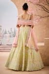 Buy Green Net, Silk Organza Pearls, Persian Bloom Embroidered Bridal ...
