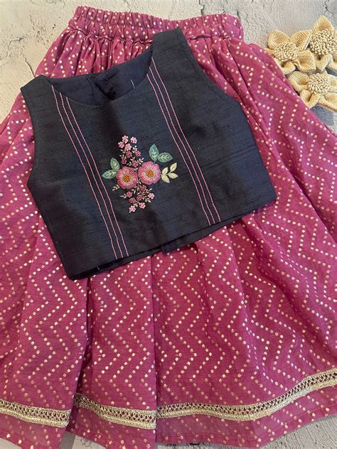 Chevron flora embroidered skirt set – TinyWeaves