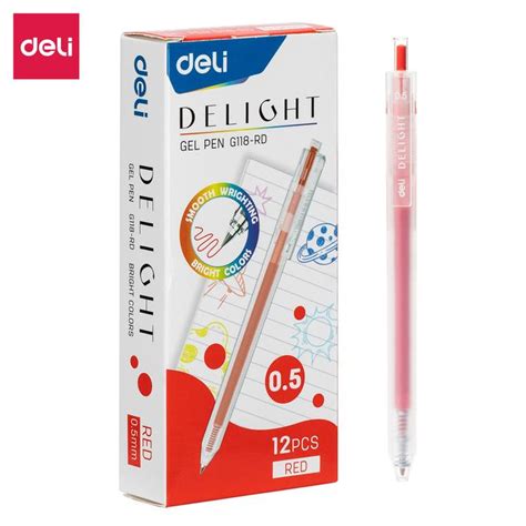 Jual Deli Gel Pen Pulpen Gel Cetek 0.5 mm Berbagai Warna EG118 - Merah ...