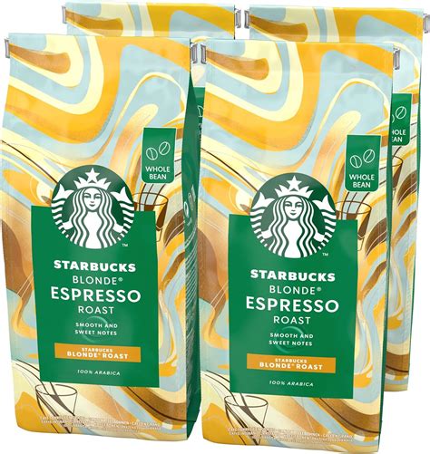 Starbucks Blonde Espresso Roast Coffee Beans 450g bag (Pack of 4 ...
