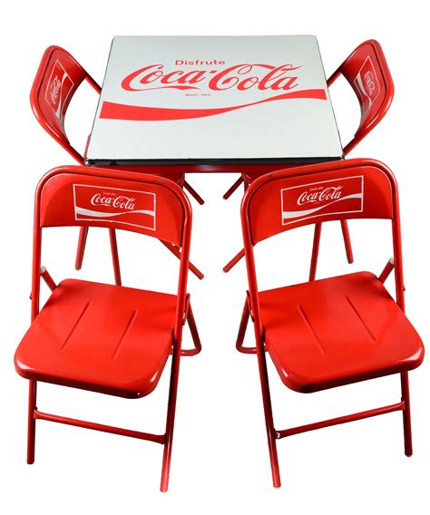 Lot Detail - LOT OF 5: SPANISH COCA-COLA TABLE AND CHAIRS SET.