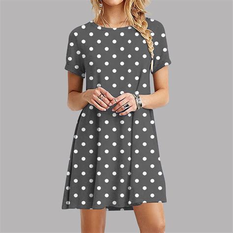 Sales Today Clearance kttectoa Crewneck Short Sleeve Dresses for Ladies ...