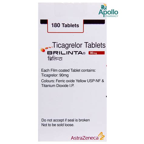 Brilinta 90mg Tablet 180's Price, Uses, Side Effects, Composition - Apollo Pharmacy