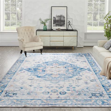 Washable Rug Vintage Area Rugs, 4'x 6' Living Room Rug with Non Slip ...