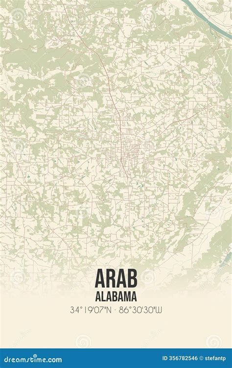 Retro US Map of Arab, Alabama. Vintage Street Map. Stock Illustration - Illustration of outline ...