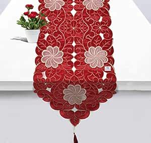 Buy Heart Home Flower Embroidery Design Machine Washable Polyster Table ...
