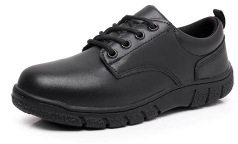 Apakowa Boys Black Oxford School Uniform Shoes, Adjustable Strap ...