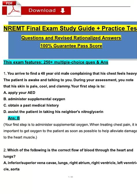 NREMT Exam Study Guide + Practice Test Questions (2024 / 2025) with ...