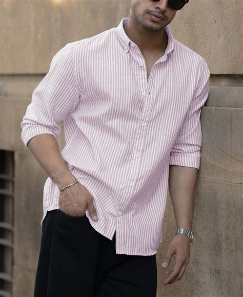 Pink And White Stripes Regular Fit Full Sleeves Shirt – Powerlook