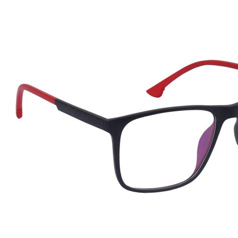 Black & Red Square Rimmed Eyeglasses - L120 – LEO Eyewear