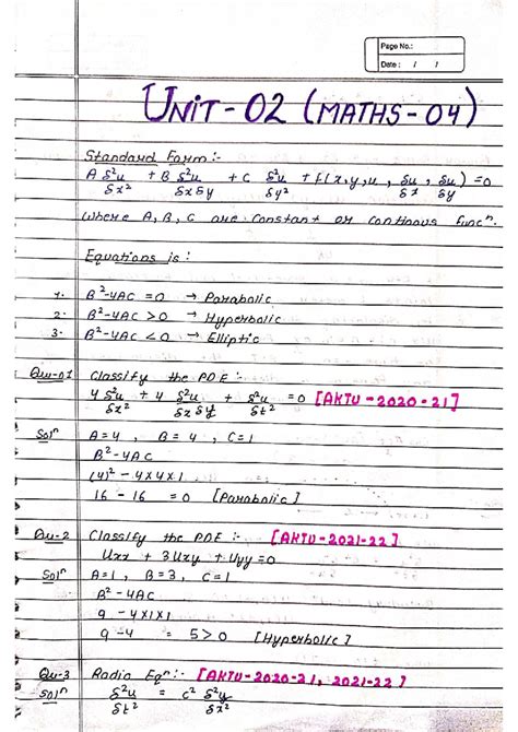 Unit 02: Classification of PDEs and Wave Equations - Math 4-1 - Studocu