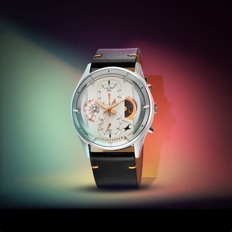 Buy Online Fastrack Opulence Sun Moon Chronograph Silver Dial Black ...