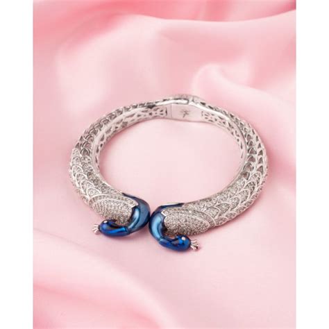 Buy VIVINIA By Vidhi Mehra Florence Silver Plated Blue Womens Kada Online