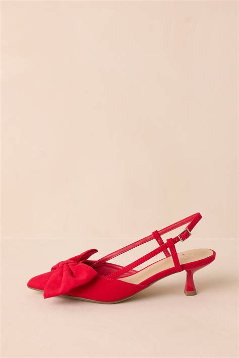 Red Pointed Toe Kitten Heels - All Shoes | Red Dress