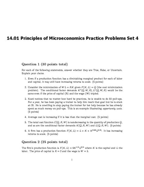 14.01 Principles of Microeconomics Practice Problems Set 4 - 14 ...