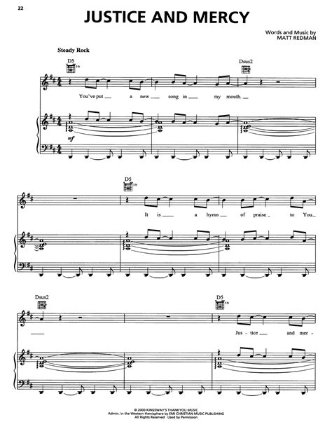 Easy Learn Matt Redman Justice And Mercy Sheet Music & Chords for Piano ...