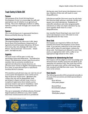 Fillable Online TRUCK SAFETY SKILLS - NC FFA Fax Email Print - pdfFiller