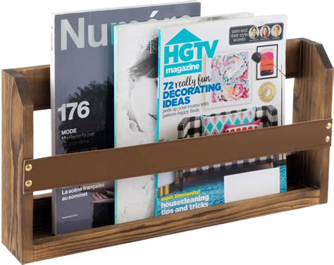 Amazon.com: MyGift Wall Mounted Magazine Holder Rustic Burnt Solid Wood ...