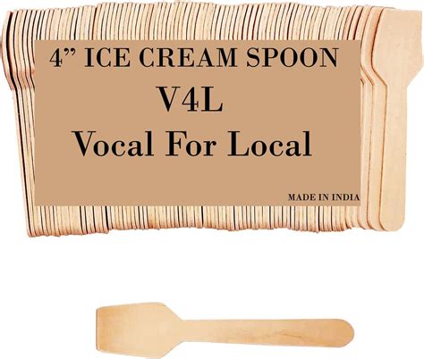 V4L 4" Inches Mini Ice Cream Wooden Spoons Wood Mini Taster Spoons ...