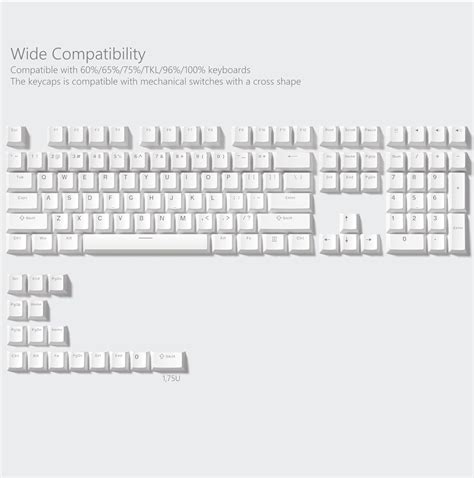 Pure White Backlit Doubleshot PBT Gaming Shinethrough Keycaps XVX Vers ...