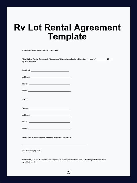 Rv Lot Rental Agreement Template