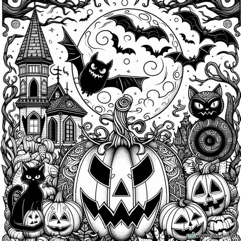 Gothic Halloween coloring page for adults Download or Print for free