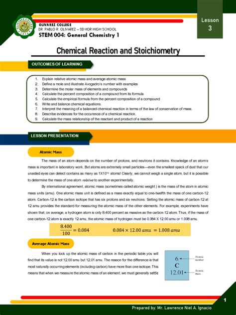 Image result for Stoichiometry Lessons