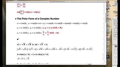 MATH 117 The Polar Form of Complex Numbers - Correnasergent