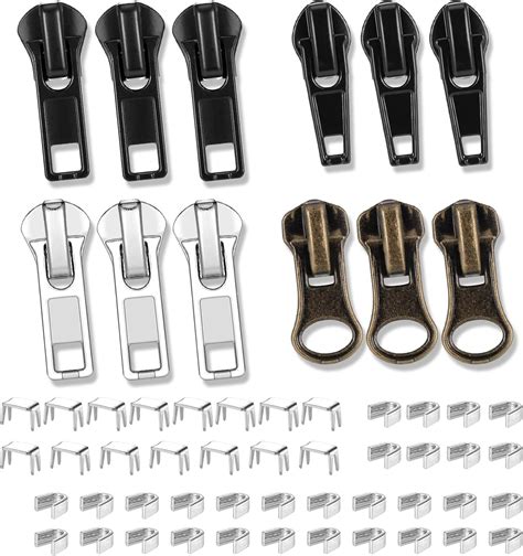57Pcs Zip Repair Kit, Metal Zipper Pull Replacement, Sturdy Zipper ...