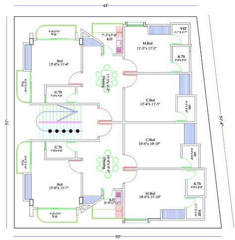 2400 SQ FT House Plan - Two Units - First Floor Plan - House Plans and ...