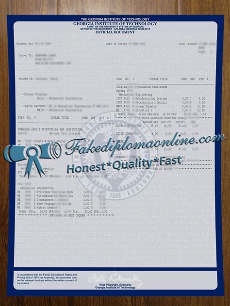 Image result for Georgia Tech Official Transcript