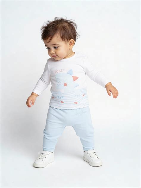 Buy HOP Baby Boys Blue Shark Printed Cotton T-Shirt and Pants Set from ...